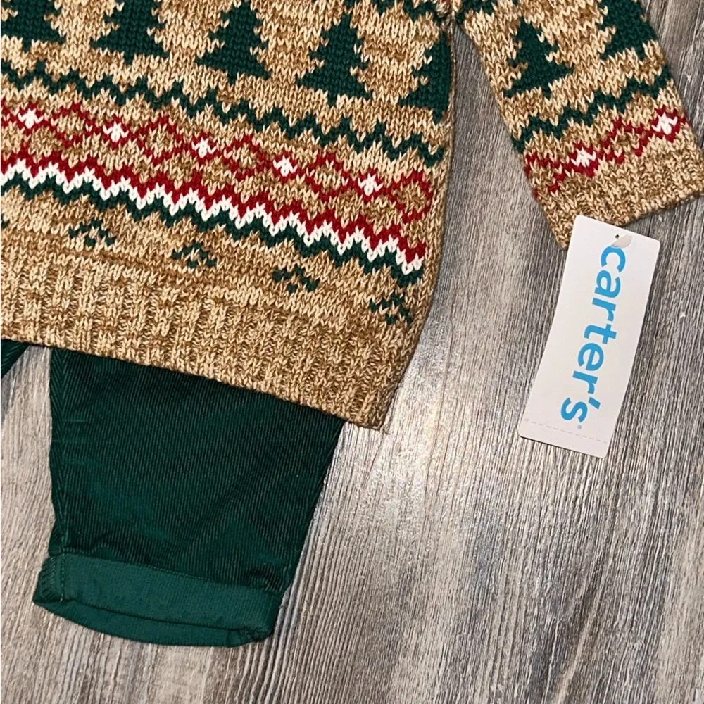 Carter's Baby 2pc Holiday Sweater & Corduroy Pant Set 3m- NWT